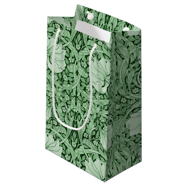 Pimpernel Green Monotone, William Morris Small Gift Bag (Front Angled)