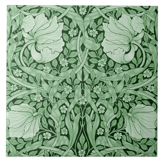 Pimpernel Green, William Morris Tile (Front)