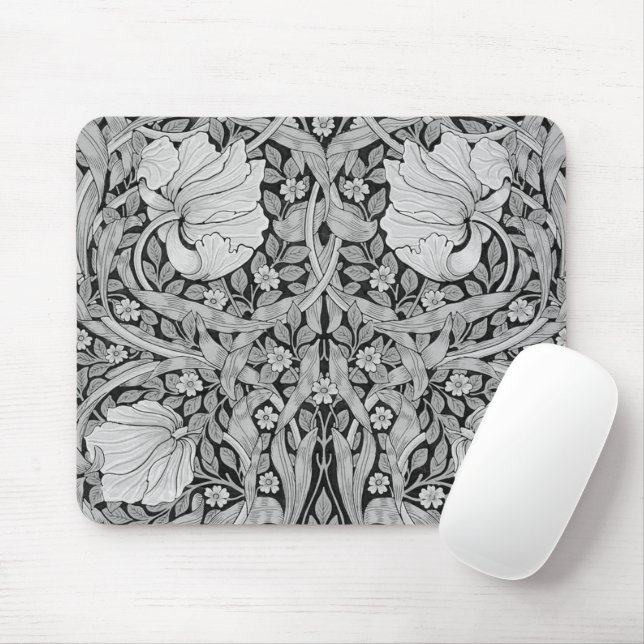 Pimpernel Grey Monotone, William Morris Mouse Mat (With Mouse)