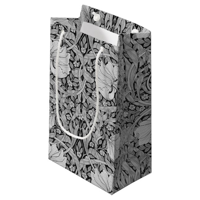 Pimpernel Grey Monotone, William Morris Small Gift Bag (Front Angled)