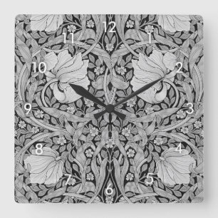 Pimpernel Grey Monotone, William Morris Square Wall Clock