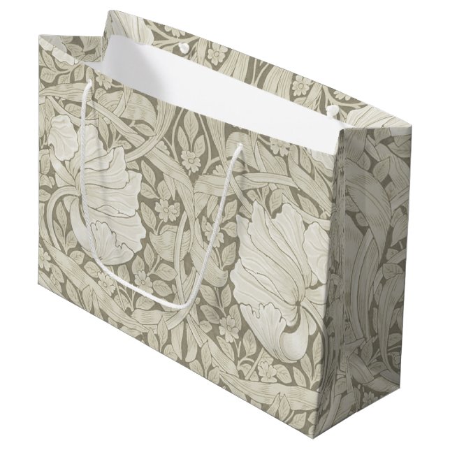 Pimpernel Ivory, William Morris Large Gift Bag (Front Angled)