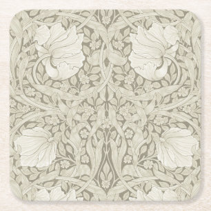 Pimpernel Ivory, William Morris Square Paper Coaster