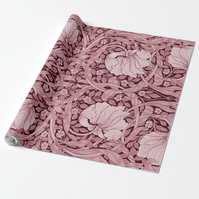 Pimpernel Maroon, William Morris Wrapping Paper (Unrolled)