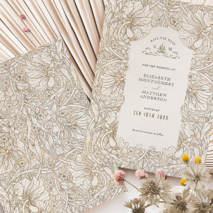 Pimpernel Muted White Cream William Morris Invitation