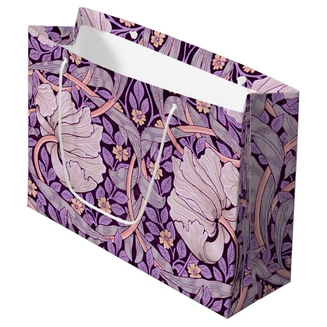 Pimpernel Purple, William Morris Large Gift Bag (Front Angled)
