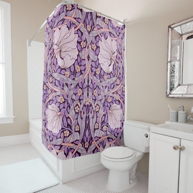 Pimpernel Purple, William Morris Shower Curtain (In Situ)