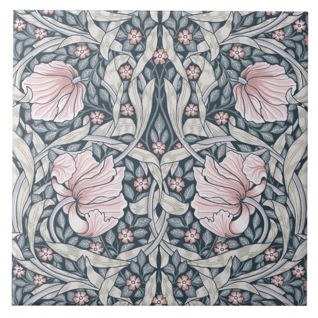 pimpernel William Morris,Peach Fuzz,art nouveau Tile (Front)