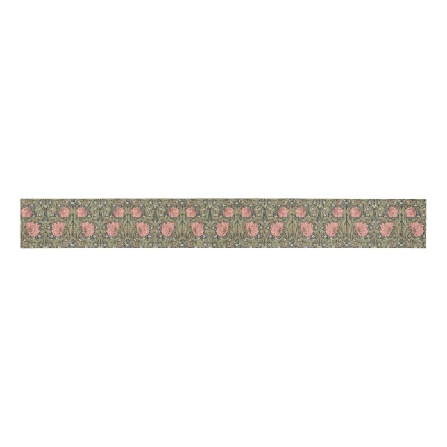 Pimpernel William Morris -SAGE PEACH Grosgrain Rib Ribbon (Front)