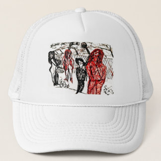 pimps up print trucker hat