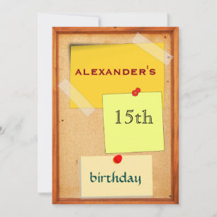 Pin Board Boys 15th Birthday Invitation