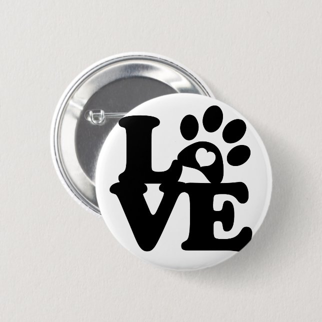 Pin Button Paw Love Dogs Heart (Front & Back)
