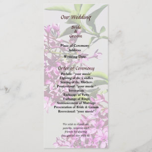 Pin Lilacs and Leaves Wedding Program Programme