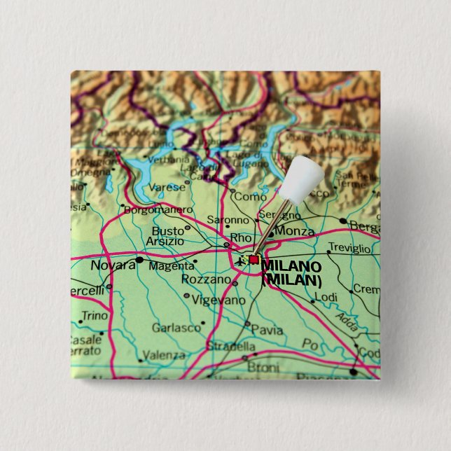 Pin Map of the city of Milan, Italy (Front)
