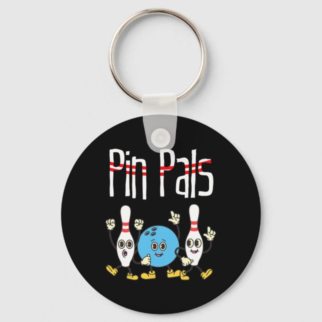 Pin Pals Bowling Ball And Pins Dancing Meme Kawaii Key Ring (Front)