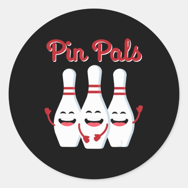 Pin Pals Cute Bowling  For Men Women And Kids Classic Round Sticker (Front)