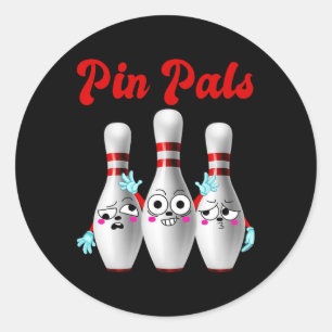 Pin Pals Cute Bowling Shirt For Men Women And Kids Classic Round Sticker