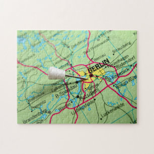 Pin placed on map in Berlin, Germany Jigsaw Puzzle