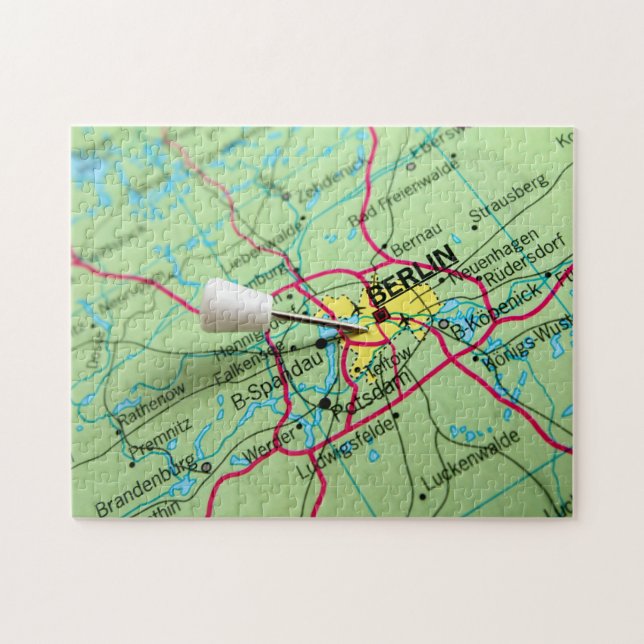 Pin placed on map in Berlin, Germany Jigsaw Puzzle (Horizontal)