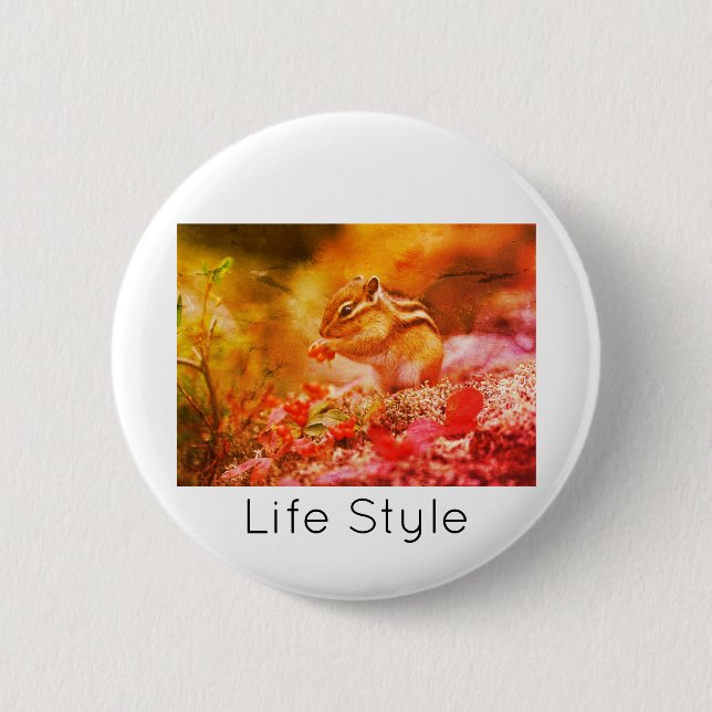 Pin Redondo De 2 Pulgadas Chipmunk Life Style  tre (Front)
