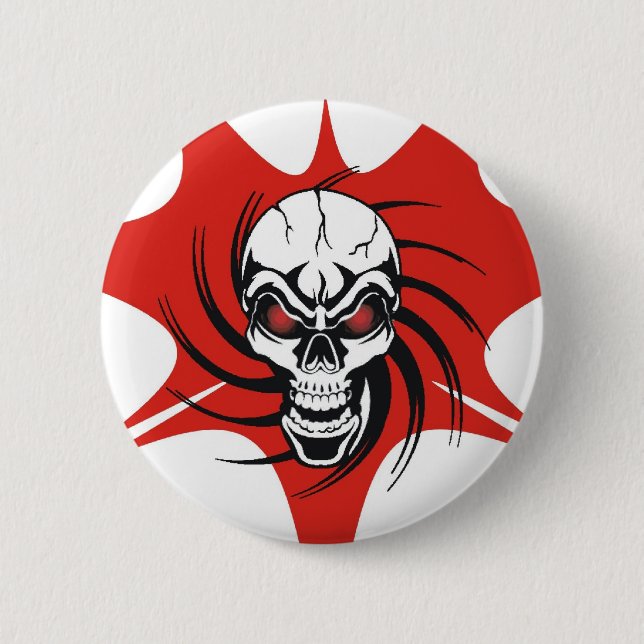 pin-skull 6 cm round badge (Front)