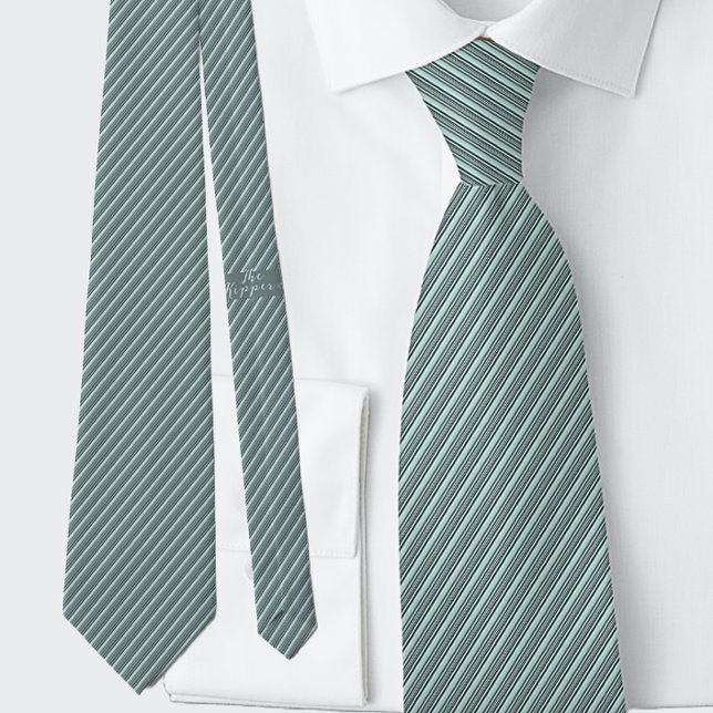 Pin Stripe Teal Black Diagonal Lines Business Tie (Creator Uploaded)
