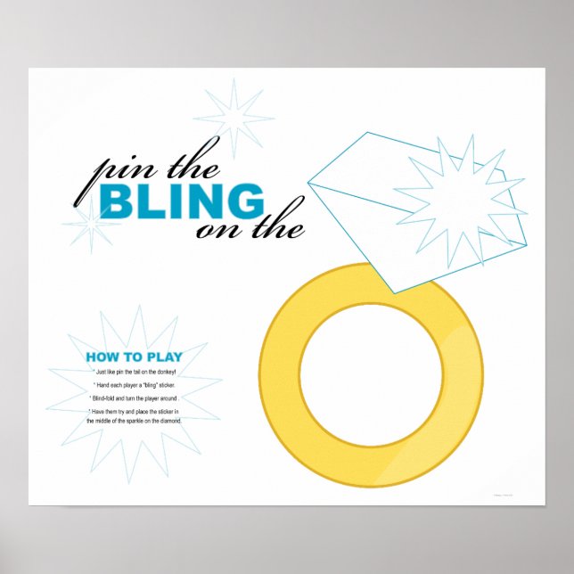 * pin the bling on the ring * BRIDAL SHOWER game Poster (Front)