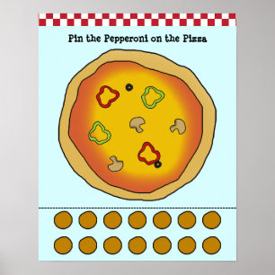 Pin the Pepperoni on the Pizza Game Poster