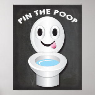 Pin the Poop on the Toilet Emoji Game Poster