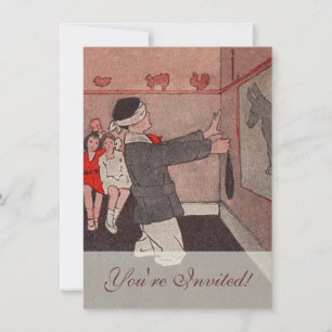 Pin the tail Donkey Invitation