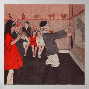 Pin the tail Donkey Vintage Children Poster