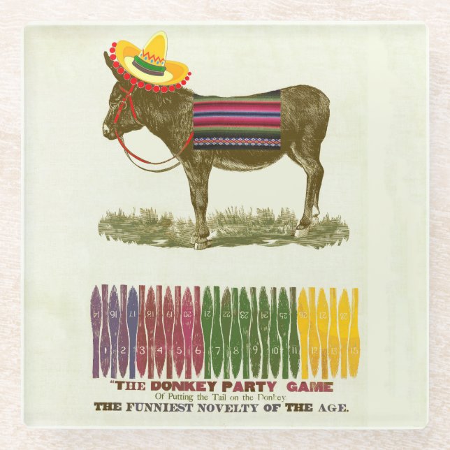 Pin the tail on the Donkey Glass Coaster (Front)