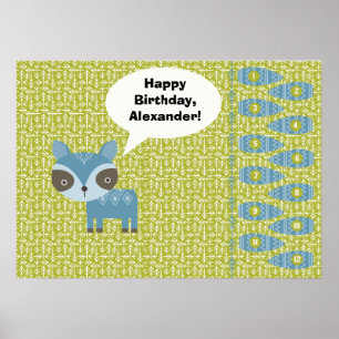 Pin the Tail on the Racoon Party Game Poster