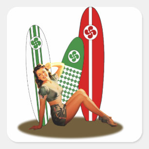 Pin-up Basque France Square Sticker