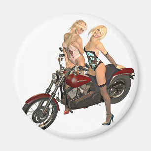 Pin-up biker girls magnet