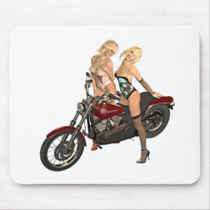 Pin-up biker girls mouse mat