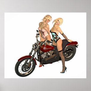 pin-up biker girls poster
