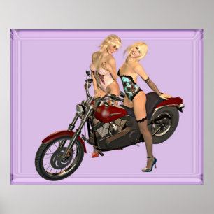 pin-up biker girls poster
