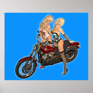 pin-up biker girls poster