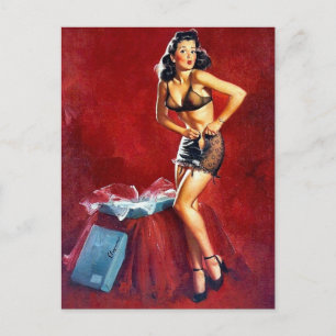 Pin-Up Getting Dressed Postcard