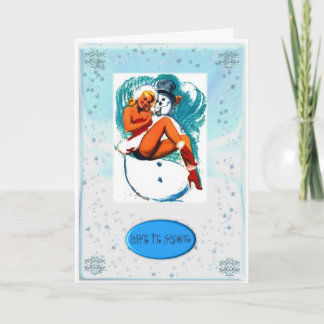 PIN UP GIRL AND SNOWMAN CHRISTMAS CARD