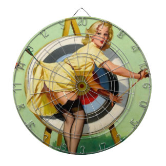 Pin Up Girl Archery Bulls-Eye Vintage Poster Dartboard