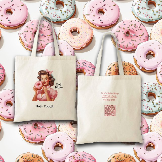 Pin-Up Girl - Baker Themed Eat More Hole Foods Tote Bag (Creator Uploaded)