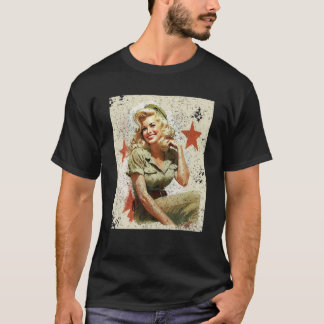 Pin Up Girl Blonde WWII Graphic T Shirt