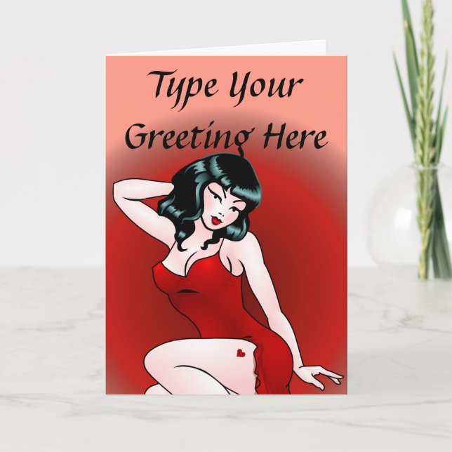 Pin Up Girl Card Personalised Retro Pinup Cards (Front)