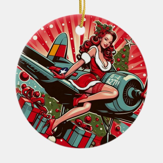 Pin-up Girl Christmas Ornament (Front)