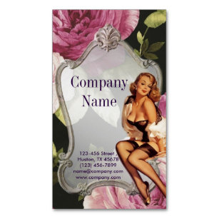 Pin Up Girl Cosmetologist Hair makeup artist Magnetic Business Card