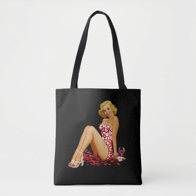 'Pin Up Girl' cute, sexy, black  Tote Bag (Front)
