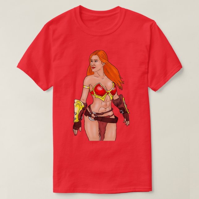 Pin Up Girl Fantasy Warrior T-Shirt (Design Front)