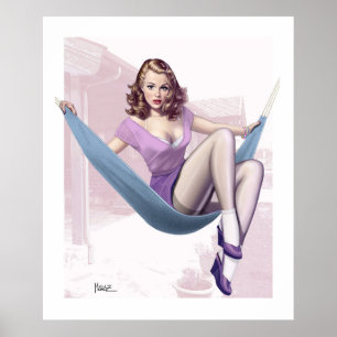 Pin-Up Girl Illustration Poster